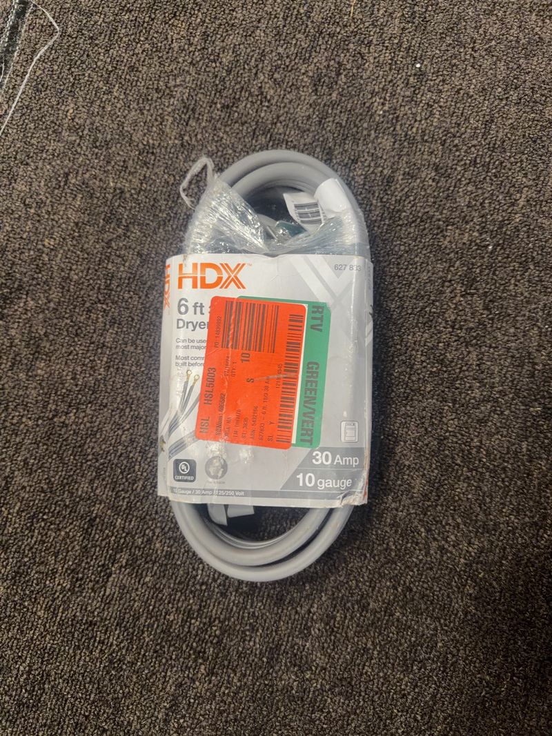 HDX 6ft Dryer Power Cord 30A 10 Gauge - Image 1