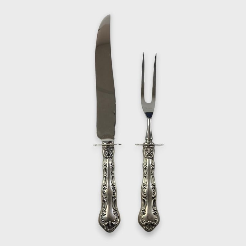 Gorham Sterling Silver Strasbourg Weighted 2 Pc Carving Set