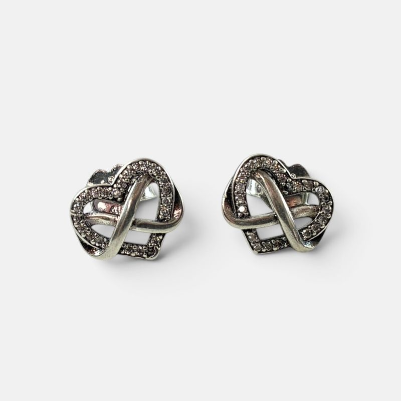 Pandora Sterling Silver Infinity Heart Stud Earrings