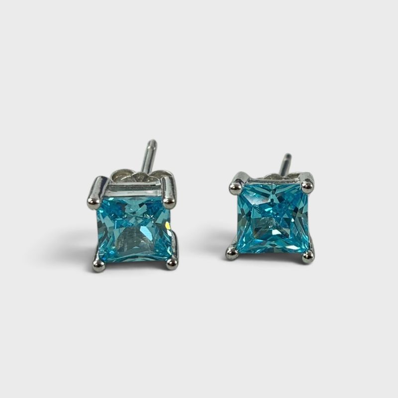 Sterling Silver Blue Gemstone 4mm Pierced Stud Earrings