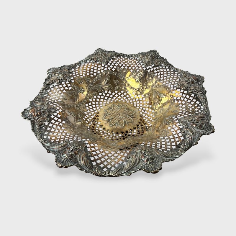 Antique Silverplated Reticulated Centerpiece Bowl