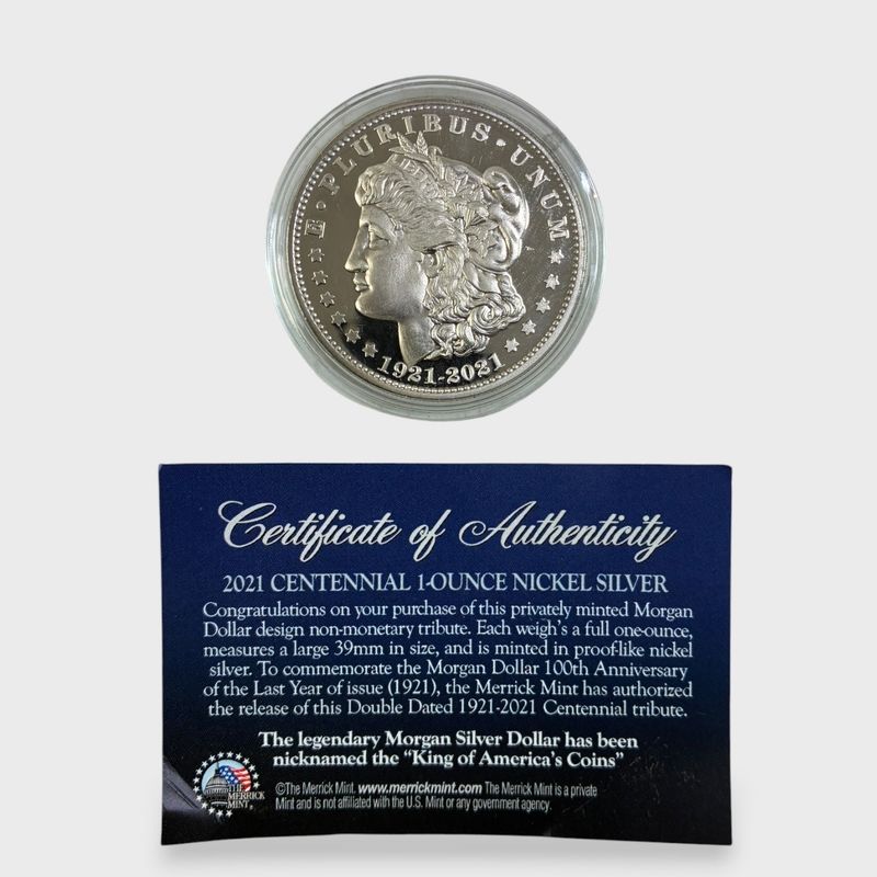 2021 Centennial 1 Oz Nickel Silver Medallion w/ Certificate of Authenticity