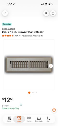 2 in. x 10 in. Brown Floor Diffuser - Image 1