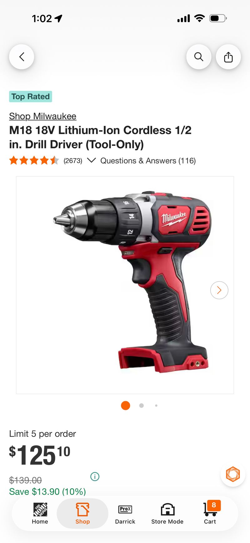 M18 18V Lithium-Ion Cordless 1/2 in. Drill Driver (Tool-Only) - Image 1