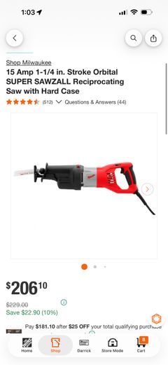 15 Amp 1-1/4 in. Stroke Orbital SUPER SAWZALL Reciprocating Saw with Hard Case - Image 1