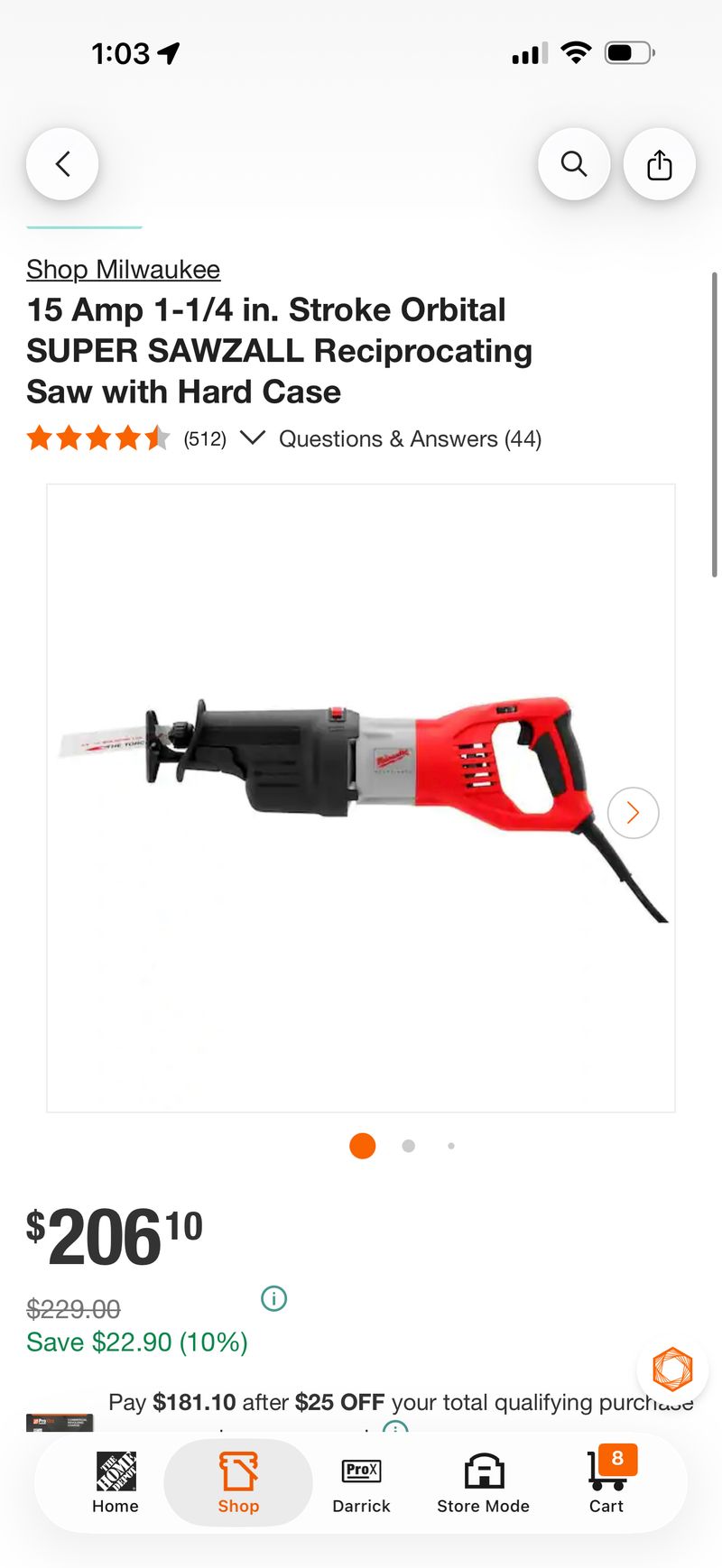15 Amp 1-1/4 in. Stroke Orbital SUPER SAWZALL Reciprocating Saw with Hard Case - Image 1