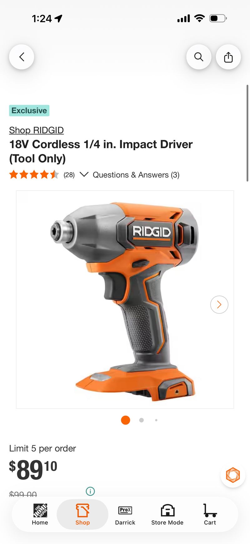 18V Cordless 1/4 in. Impact Driver (Tool Only) - Image 1