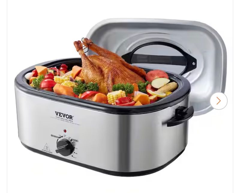 VEVORElectric Roaster Oven 26 qt. Turkey Roaster Oven in Silver Slow Cookers 1450-Watt with Defrost and Warm Function - Image 1