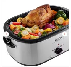 VEVORElectric Roaster Oven 26 qt. Turkey Roaster Oven in Silver Slow Cookers 1450-Watt with Defrost and Warm Function - Image 2