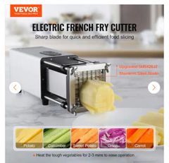 VEVORElectric French Fry Cutter, Potato Slicer with 1/2-in. and 3/8-in. Stainless Steel Blades, Potato Cutter Chopper, Silver - Image 2
