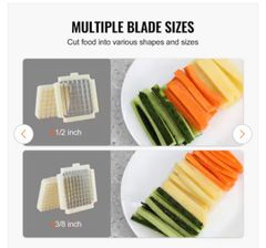 VEVORElectric French Fry Cutter, Potato Slicer with 1/2-in. and 3/8-in. Stainless Steel Blades, Potato Cutter Chopper, Silver - Image 3