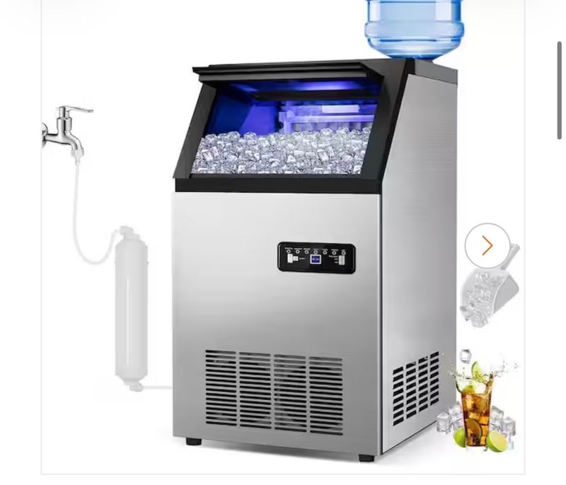 Hooure14.2in.Commercial Ice Maker 120 lb./24 H Stainless Steel Freestanding Ice Maker Machine with Full Cube Production - Image 1