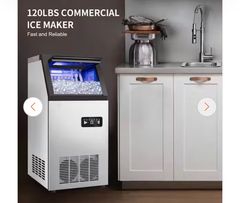 Hooure14.2in.Commercial Ice Maker 120 lb./24 H Stainless Steel Freestanding Ice Maker Machine with Full Cube Production - Image 2
