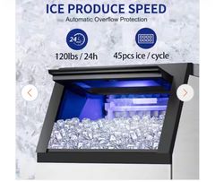 Hooure14.2in.Commercial Ice Maker 120 lb./24 H Stainless Steel Freestanding Ice Maker Machine with Full Cube Production - Image 4