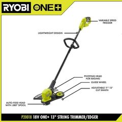 RYOBI ONE+ 18V 13 in. Cordless Battery String Trimmer/Edger (Tool Only) - Image 2