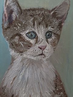 Framed Oil Painting of a Tabby Cat - Image 2