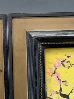 Pair Framed Asian Style Painted Figures on Glass - Image 4