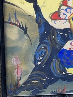 Pair Framed Asian Style Painted Figures on Glass - Image 5