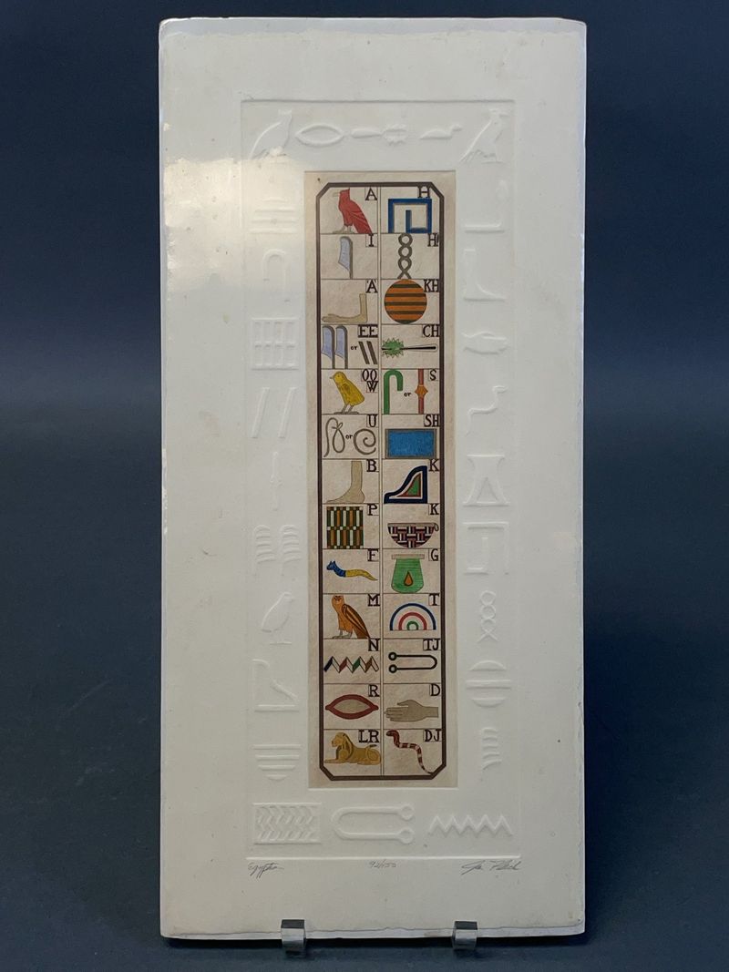 Egyptian Alphabet Ceramic Plaque 92/150 Signed - Image 1