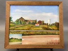 Framed Barn Landscape Oil Painting 16x20 - Image 1