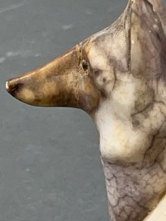 Italian Marble Dog Head Bookends, Signed - Image 3