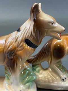 Pair Staffordshire Style Porcelain Dogs - Image 2