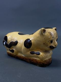 Painted Ceramic Cat Sculpture - Image 1