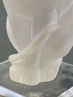 Frosted Glass Cat Figurine, Broken Ear, China - Image 3