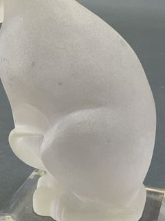 Frosted Glass Cat Figurine, Broken Ear, China - Image 4