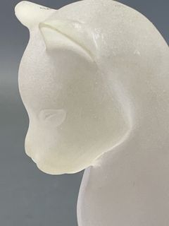 Frosted Glass Cat Figurine, Broken Ear, China - Image 8