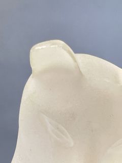 Frosted Glass Cat Figurine, Broken Ear, China - Image 9