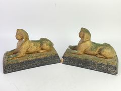 Plaster Sphinx Figural Bookends - Image 1