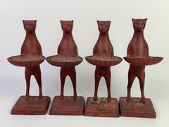 4 Red Metal Cat-Shaped Shell Holders - Image 1