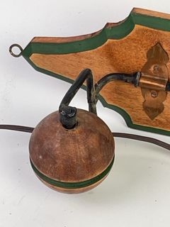 Folk Art Adjustable Pulley Hanging Light, Untested - Image 8
