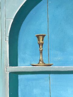 P. Jurash Still Life Oil Painting Violin Shelf - Image 4