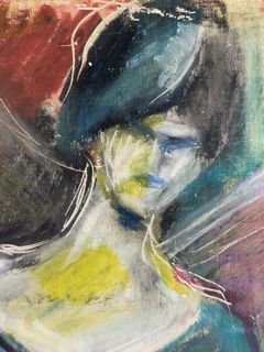 Framed Abstract Portrait Painting on Board - Image 3