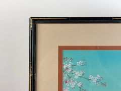 Japanese Castle Bridge Painting Signed Framed - Image 5