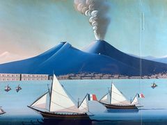 Gouache Painting Il Vesuvio With Sailboats - Image 2