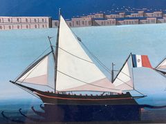 Gouache Painting Il Vesuvio With Sailboats - Image 3