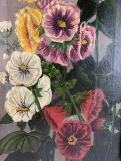 Framed Oil Painting of Flowers and Butterfly - Image 3