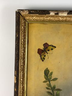Framed Oil Painting of Flowers and Butterfly - Image 5