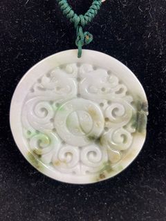 Carved Jade Pendant Necklace with Green Cord - Image 3