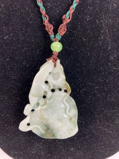 Carved Jade Pendant Necklace on Braided Cord - Image 3