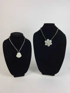Jade Beaded Flower Necklace & Buddha Pendant - Image 1