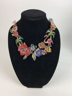 Colorful Floral Rhinestone Bib Necklace - Image 1