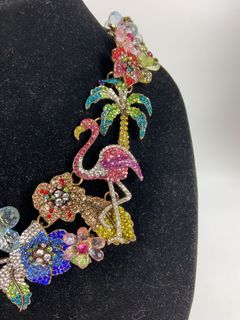 Colorful Floral Rhinestone Bib Necklace - Image 2
