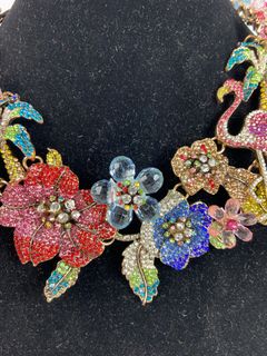 Colorful Floral Rhinestone Bib Necklace - Image 4