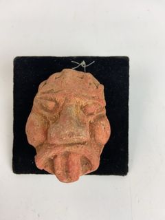 3 Pre-Columbian Style Clay Face Plaques - Image 2