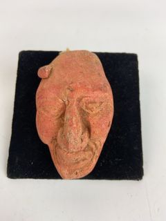 3 Pre-Columbian Style Clay Face Plaques - Image 3