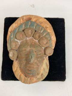 3 Pre-Columbian Style Clay Face Plaques - Image 4